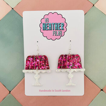 Jelly On A Plate Glitter Resin Earrings / Classic British Treat/ Gift For Foodies / Mad Hatter Tea Party Gift, 2 of 10