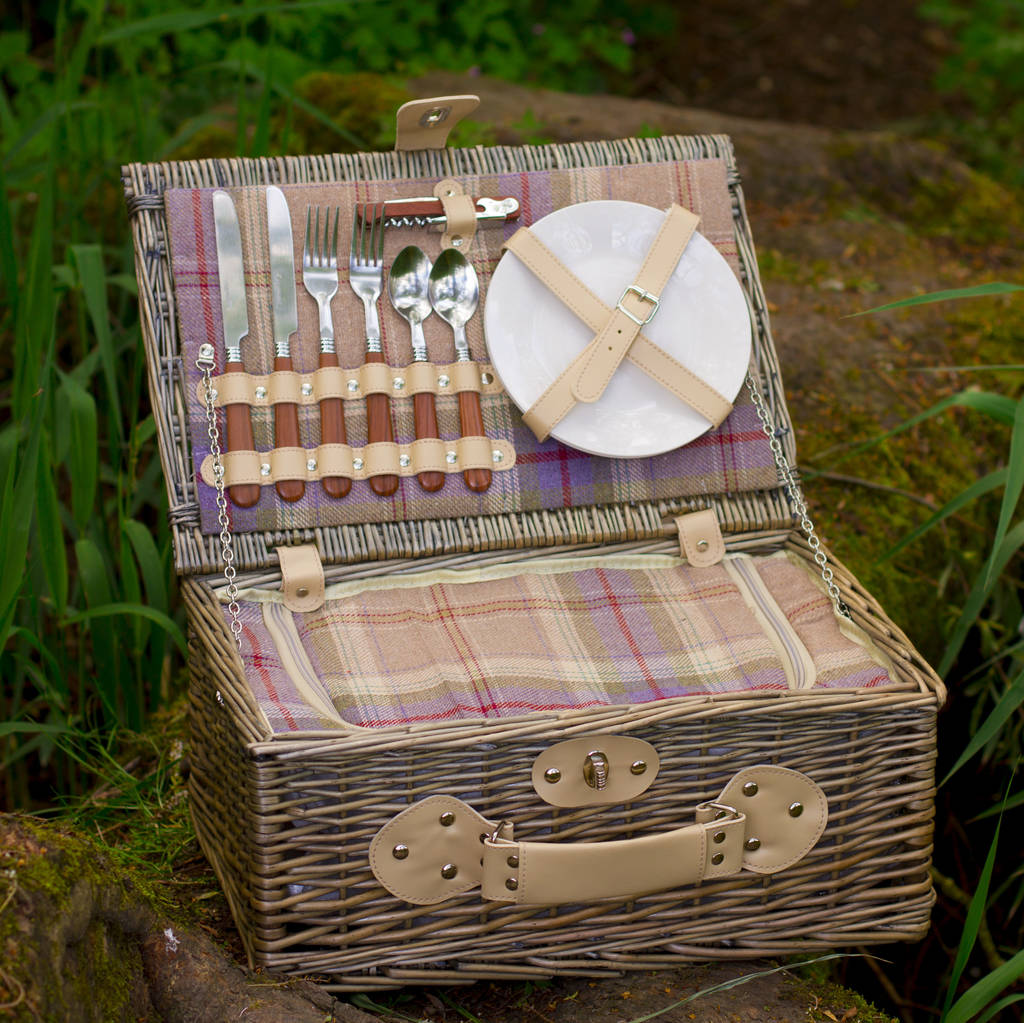 Personalised Lavender Tartan Picnic Hamper For Two By Eaton Hampers ...