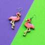 Flamingo Acrylic Earrings, thumbnail 2 of 2