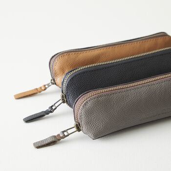 Fair Trade Handcrafted Leather Slimline Pencil Case, 5 of 12