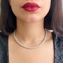 Sterling Silver Minimalist Rings Choker Necklace, thumbnail 2 of 8