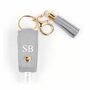 Personalised Faux Leather Hand Sanitiser Tassel Key Charms, thumbnail 5 of 7