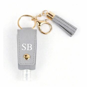 Personalised Faux Leather Hand Sanitiser Tassel Key Charms, 5 of 7