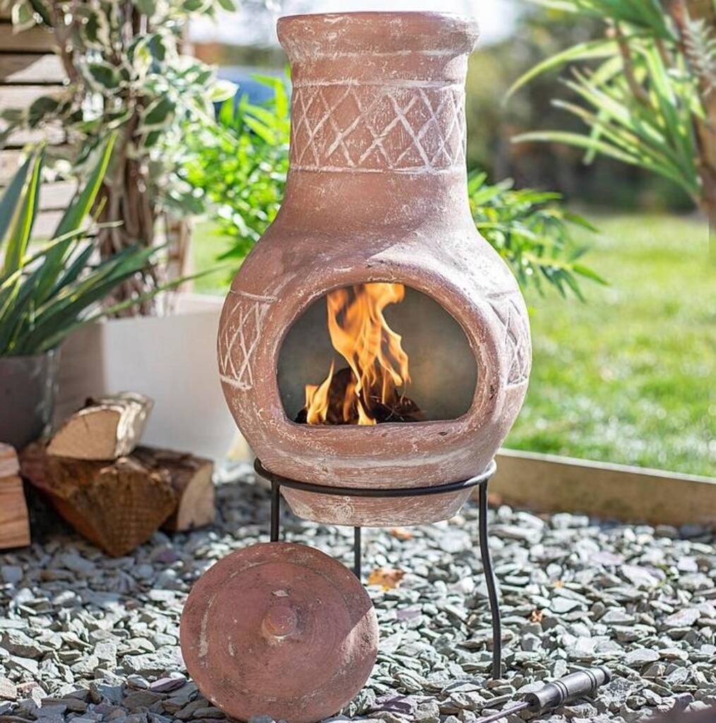 Quality Traditional Clay Chiminea With Stand And Lid By Air Armor