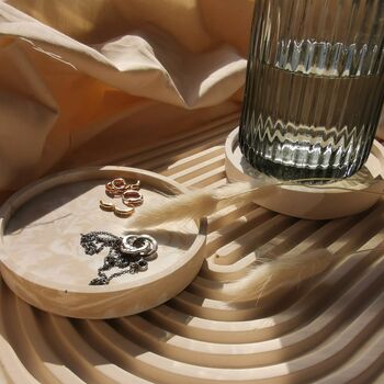 Handmade Jesmonite Coaster Variety In Beige Set Of Two, 2 of 3