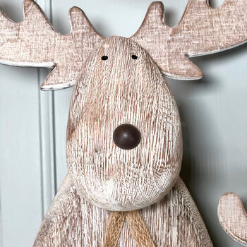 Christmas Wooden Reindeer With Scarf, 2 of 2