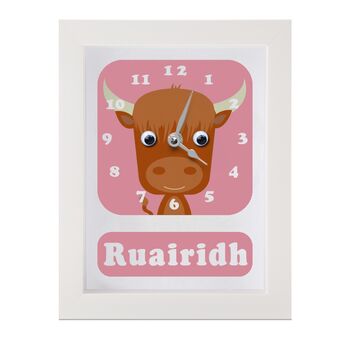 Personalised Children's Highland Cow Clock, 7 of 9