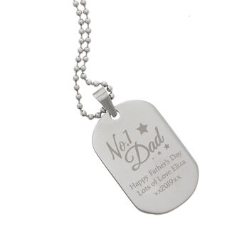 Personalised No.One Dad Steel Dog Tag Necklace, 4 of 8