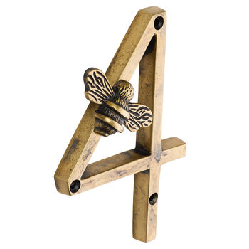 House Numbers With Bee In Antique Brass Finish, 6 of 11