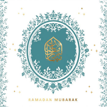 Green Ramadan Mubarak Greeting Card With Gold Foil Calligraphy, 2 of 2