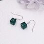 Emerald Green Crystal Cube Drop Hook Earrings, thumbnail 3 of 12