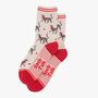 Cheetahs Big Cats Bamboo Socks Women's Cream Red, thumbnail 2 of 4