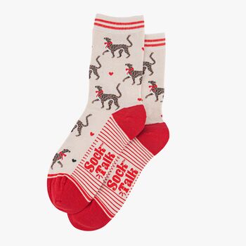 Cheetahs Big Cats Bamboo Socks Women's Cream Red, 2 of 4