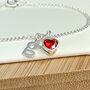 Sterling Silver Garnet Heart Bracelet, thumbnail 1 of 6