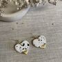 Black And White Ceramic Heart Earrings 22k Gold Lustre, thumbnail 6 of 7