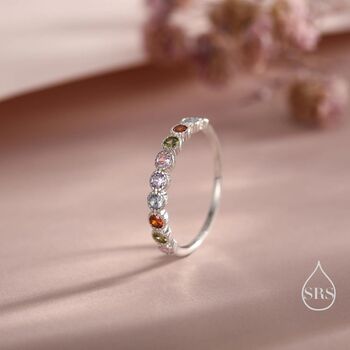Multicolour Cz Infinity Ring In Sterling Silver, 2 of 12