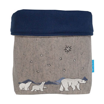 Polar Bear And Cubs Fabric Basket, 2 of 3