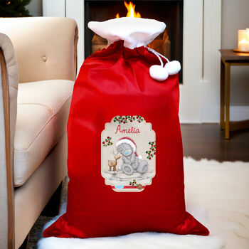 Me To You Reindeer Luxury Pom Pom Red Sack, 2 of 4