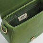 Green Fawn And Snail Embroidered Top Handle Saddle Bag, thumbnail 8 of 9