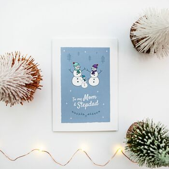 'To My Mom And Stepdad' Christmas Card Snowmen, 2 of 10