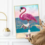 Custom Summer Print Flamingo Rollerskates Beach Scene, thumbnail 1 of 5