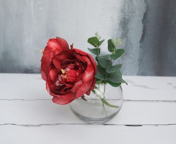 Deep Red Faux Peony Bouquet In Vase, 6 of 9