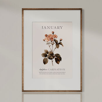 Birth Flower Wall Print 'Carnation' For January, 5 of 9