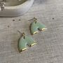 Ceramic Earrings Mint Arch Gold Lustre, thumbnail 1 of 4
