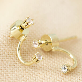 Tiny Swarovski Crystal Jacket Earrings In Gold Plating, 2 of 11