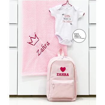 Pink Personalised Name/Initials Unisex Mini Backpack, 4 of 7