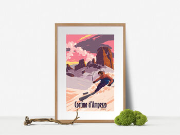 Cortina D'ampezzo Italy Ski Resort Travel Poster Print, 4 of 8