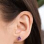 Lavender Amethyst Round Stud Earrings In Sterling Silver And Gold Vermeil, thumbnail 2 of 12