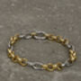 Mixed Metal Rolo Chain Bracelet In 18 K Gold And Rhodium Plated Sterling Silver, thumbnail 5 of 7