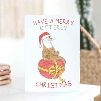'A Merry Otterly Christmas' Otter Christmas Card, 5 of 5