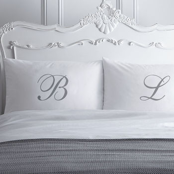 Scroll Personalised Initial Pillowcases, 2 of 3