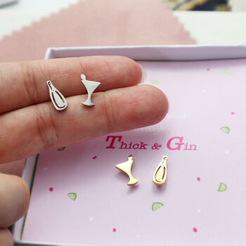 'Friends Forever Through Thick And Gin' Quote Studs, 2 of 4