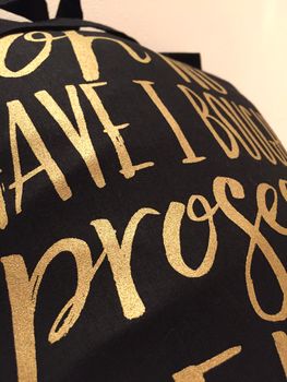 Prosecco Black And Gold Metallic Foil Bag, 6 of 7