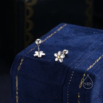 Sterling Silver Tiny Little Forget Me Not Flower Screw Back Earrings, 4 of 12