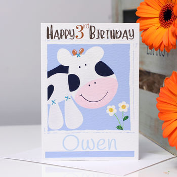 Personalised Farm Cow Age Birthday Card, 4 of 9