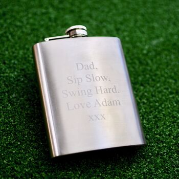 Personalised Leather Golf Hip Flask Gift Set, 5 of 5