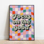 'Focus On The Good' Retro Check Quote Print, thumbnail 1 of 2