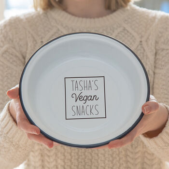 Personalised Vegan Enamel Snack Bowl, 2 of 5