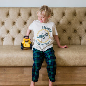 Personalised Father's Day Daddy Digger Matching Pyjamas, 2 of 9
