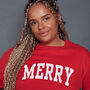 'Merry' College Christmas Jumper Sweatshirt, thumbnail 3 of 8