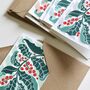 Candy Stripes And Holly Leaves Linocut Notecard Set Of Eight, thumbnail 9 of 12