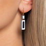 Pearlescent White And Navy Rectangle Earrings, thumbnail 4 of 8