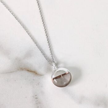 The Orb Clear Quartz April Birthstone Necklace, Silver, 3 of 7