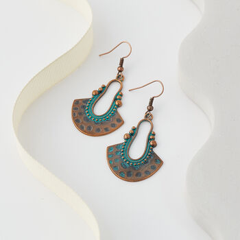 Antique Bronze And Turquoise Drop Earrings, 3 of 3