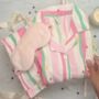 Christmas Pyjama Gift Set – Striped Pastel Pjs And Eye Mask – Ideal For Her And Teens, thumbnail 1 of 10
