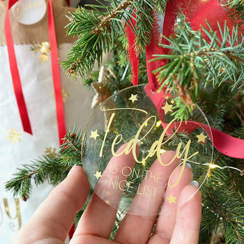 Personalised Nice List Christmas Tree Decoration, 7 of 9